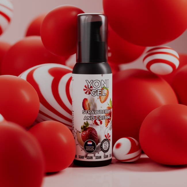 Лубрикант для орального секса SGAN YONI GEL со вкусом клубники со сливками, 100 мл, SAC0165