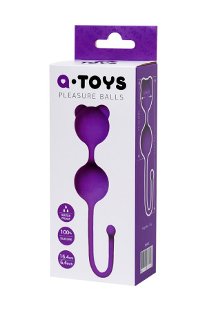 ВАГИНАЛЬНЫЕ ШАРИКИ A-TOYS BY TOYFA, СИЛИКОН, ФИОЛЕТОВЫЕ, Ø 2,7 СМ