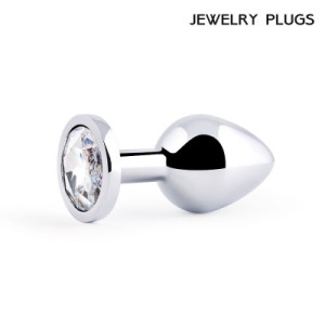 SILVER PLUG MEDIUM (втулка анальная), L 82 мм, D 34 мм, вес 90г, цвет кристалла бесцветный
