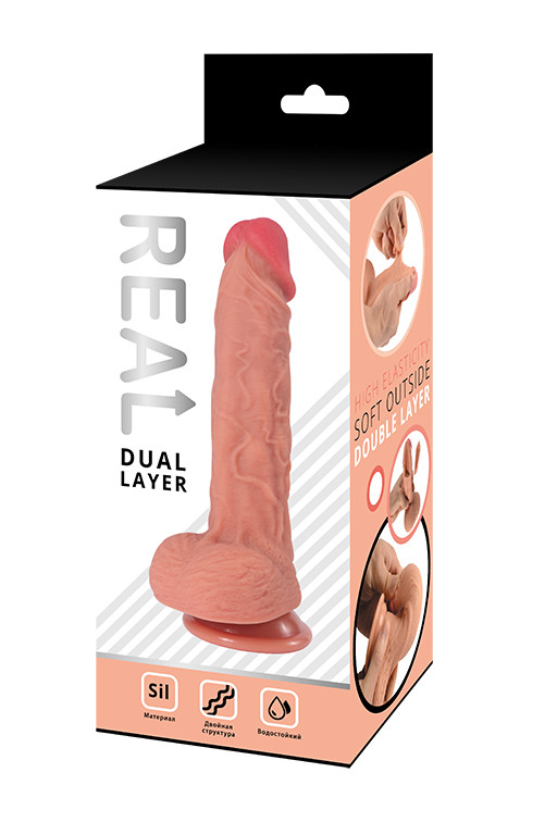 Реалистичный фаллоимитатор REAL Dual Layer, dual silicone, 17х4 см., RDS10022