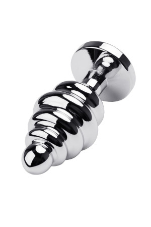 Анальная втулка Metal by TOYFA, металл, серебряная, с красным кристаллом, 7 см, ? 3 см, 55 г