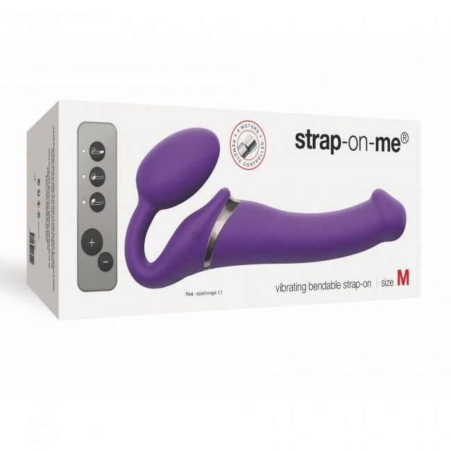 Вибрострапон Strap-On-Me с 3 моторами, фиолетовый, M, 16 см, 6013922 Вибрострапон Strap-On-Me с 3 моторами, фиолетовый, M, 16 см, 6013922