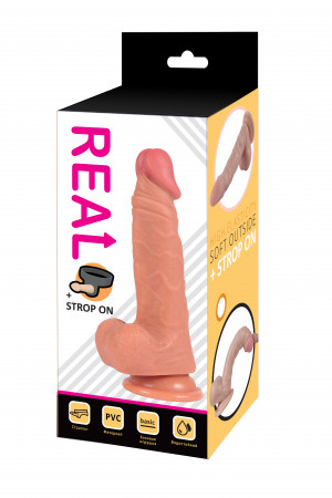 Реалистичный фаллоимитатор REAL с мошонкой на присоске, PVC, 17x3,5 см.
