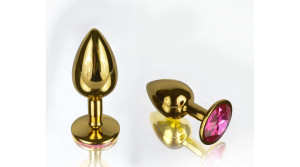 Пробка анальная со стразом в коробке, золото,d 2,7 мм
