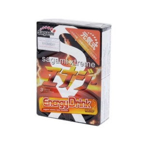 Презервативы SAGAMI Energy 3шт. ультратонкие со вкусом энергетического напитка